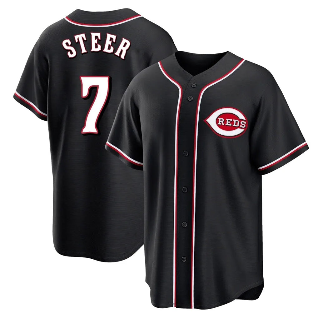 Ldoa C.Reds #7 Spencer Steer Player Black Fashion Out Home Game Stitched Jerseys