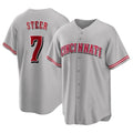 Ldoa C.Reds #7 Spencer Steer Player Gray Home Game Stitched Jerseys