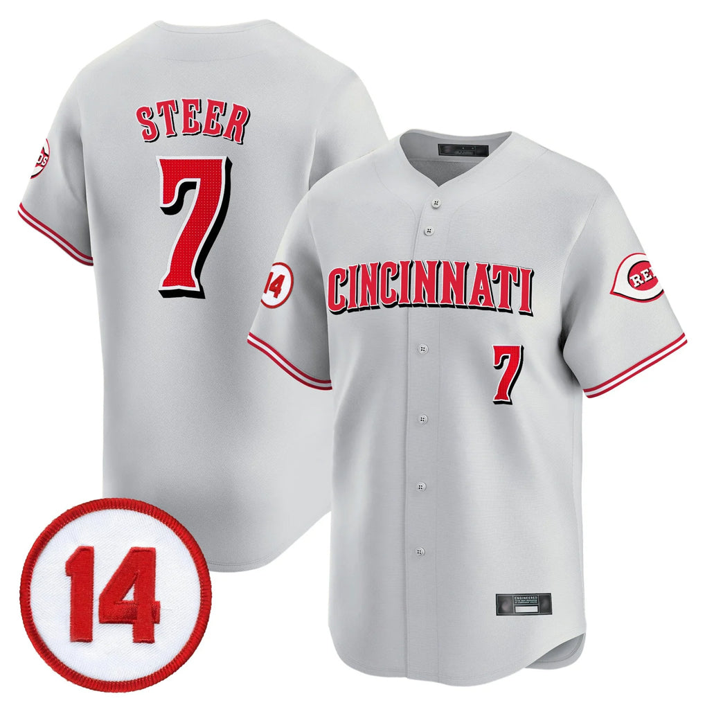 Ldoa C.Reds #7 Spencer Steer Player Gray Vapor Premier Limited Home Stitched Jerseys