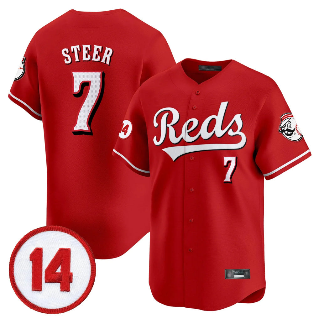 Ldoa C.Reds #7 Spencer Steer Player Red Vapor Premier Limited Home Stitched Jerseys