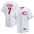 Ldoa C.Reds #7 Spencer Steer Player White Home Game Stitched Jerseys