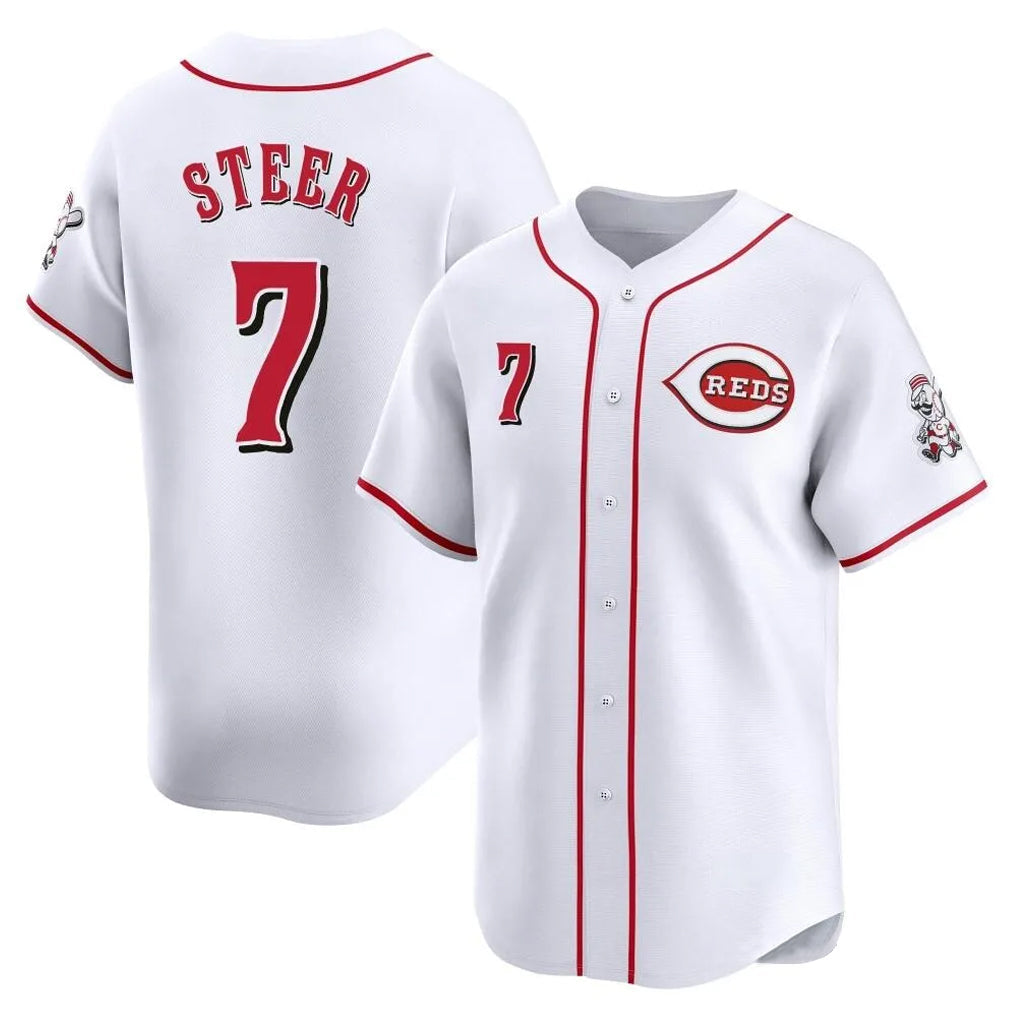 Ldoa C.Reds #7 Spencer Steer Player White Home Limited Stitched Jerseys