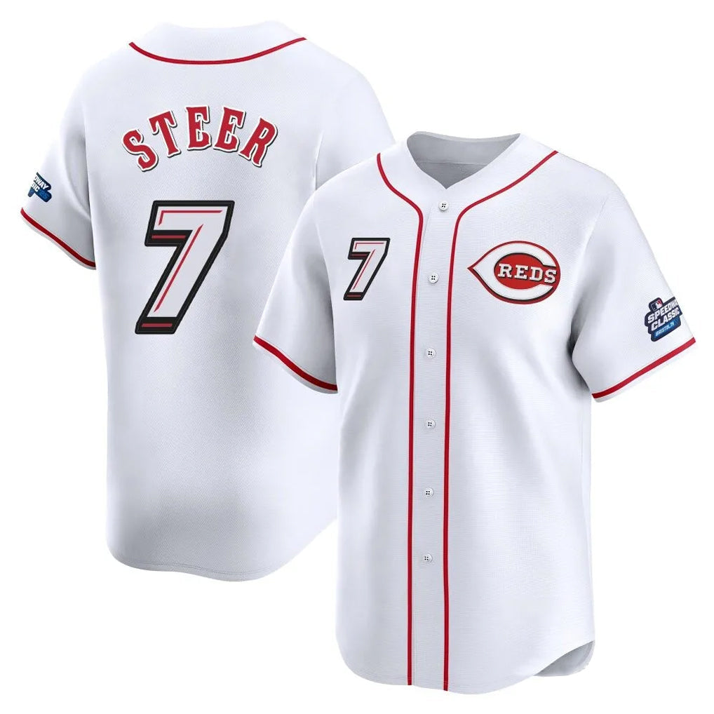 Ldoa C.Reds #7 Spencer Steer Player White Speedway Classic Home Limited Stitched Jerseys