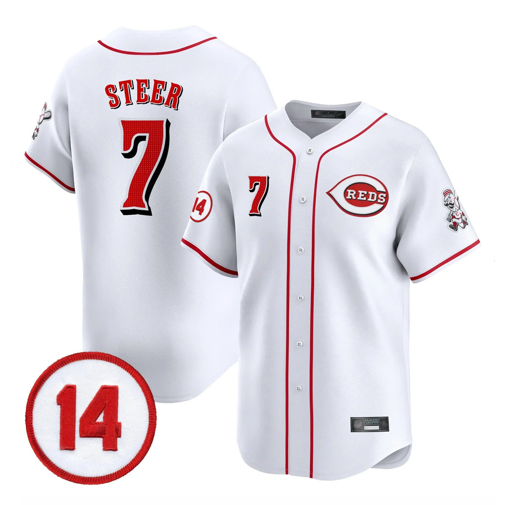 Ldoa C.Reds #7 Spencer Steer Player White Vapor Premier Limited Home Stitched Jerseys