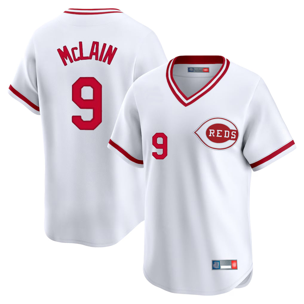 Ldoa C.Reds #9 Matt McLain Player White Cooperstown Collection Limited T-shirt Home Stitched Jerseys