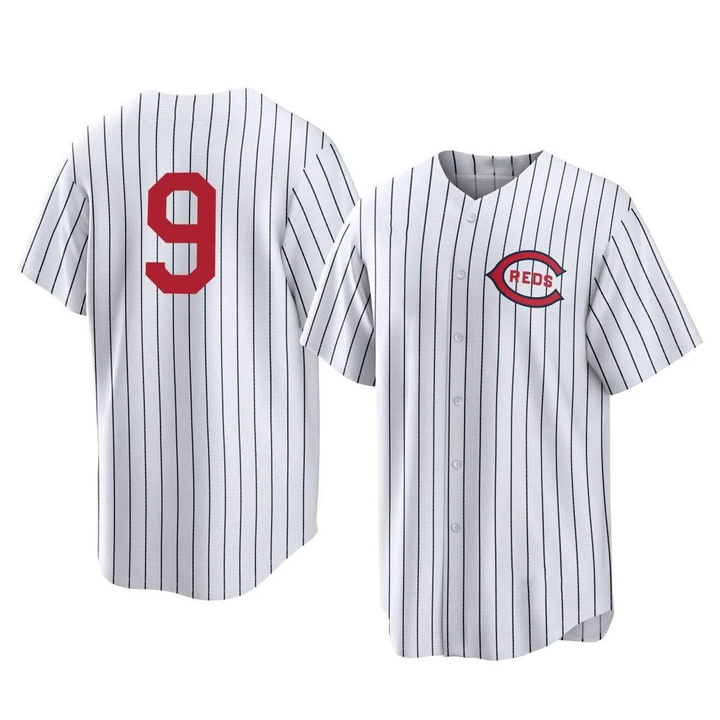 Ldoa C.Reds #9 Matt McLain Player White Stripe Field of Dreams Game Home Stitched Jerseys