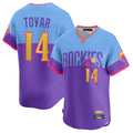 Ldoa C.Rockies #14 Ezequiel Tovar Player Purple-Light Blue City Connect Limited Home T-shirt Stitched Jerseys