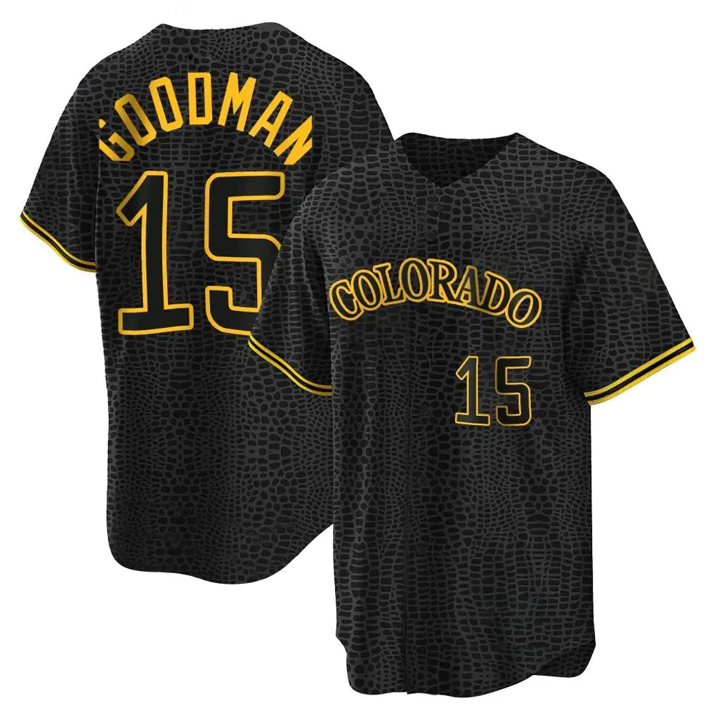 Ldoa C.Rockies #15 Hunter Goodman Player Black Snake Skin City Home Game Stitched Jerseys