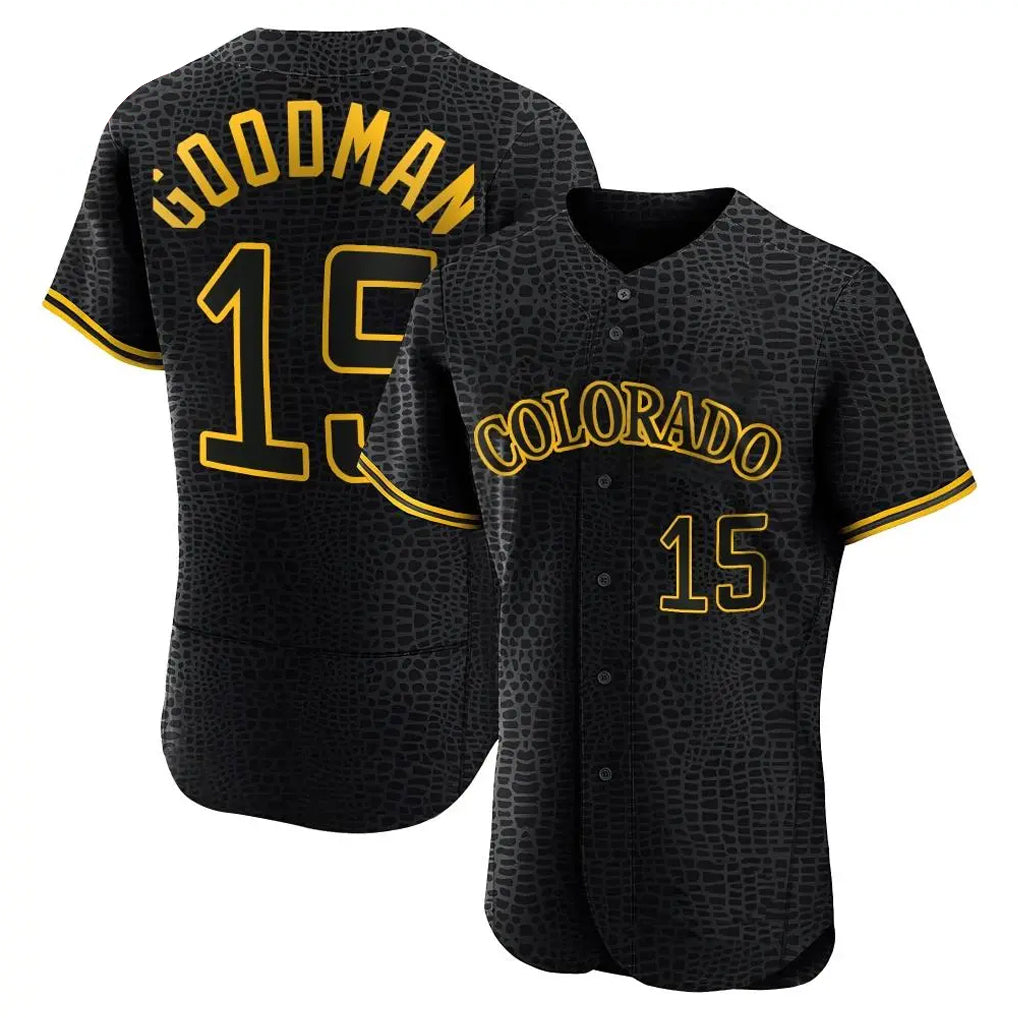 Ldoa C.Rockies #15 Hunter Goodman Player Black Snake Skin City Limited Elite Home Stitched Jerseys