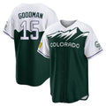Ldoa C.Rockies #15 Hunter Goodman Player Green City Connect Home Game Stitched Jerseys