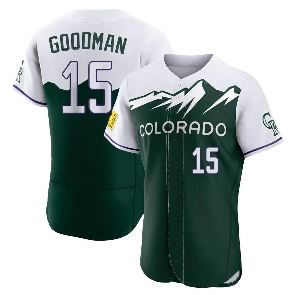 Ldoa C.Rockies #15 Hunter Goodman Player Green City Connect Limited Elite Home Stitched Jerseys