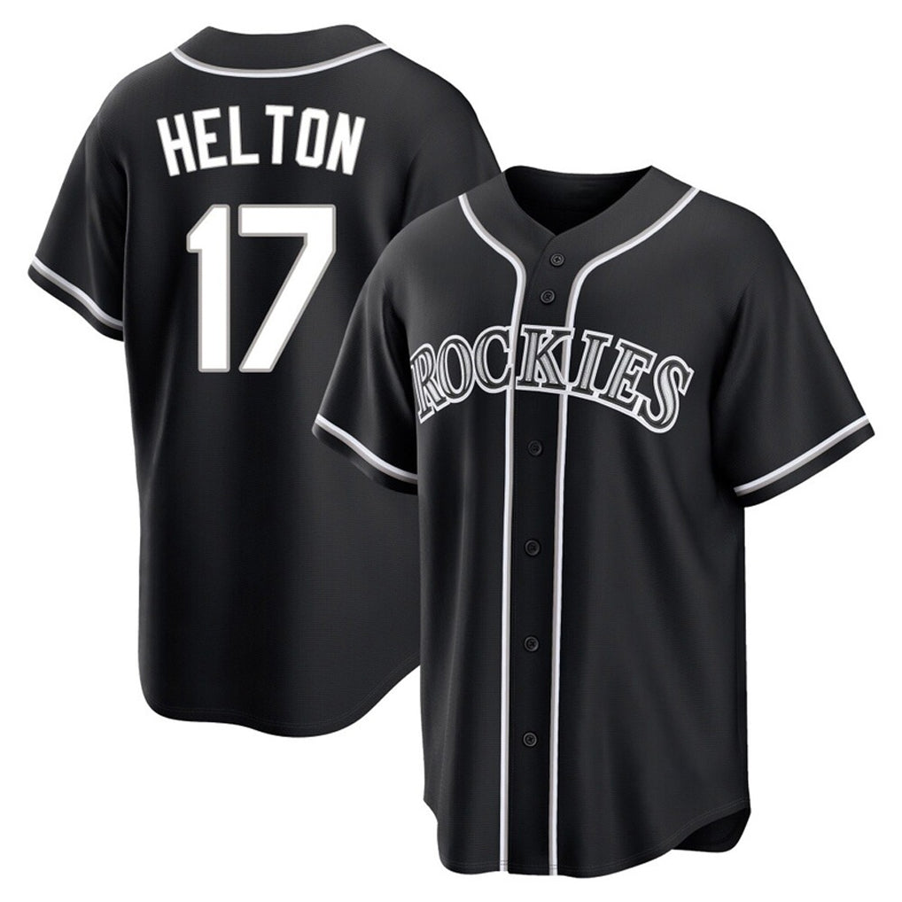 Ldoa C.Rockies #17 Todd Helton Player Black Fashion Out Home Game Stitched Jerseys