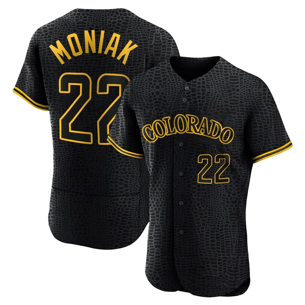 Ldoa C.Rockies #22 Mickey Moniak Player Black Snake Skin City Limited Elite Home Stitched Jerseys