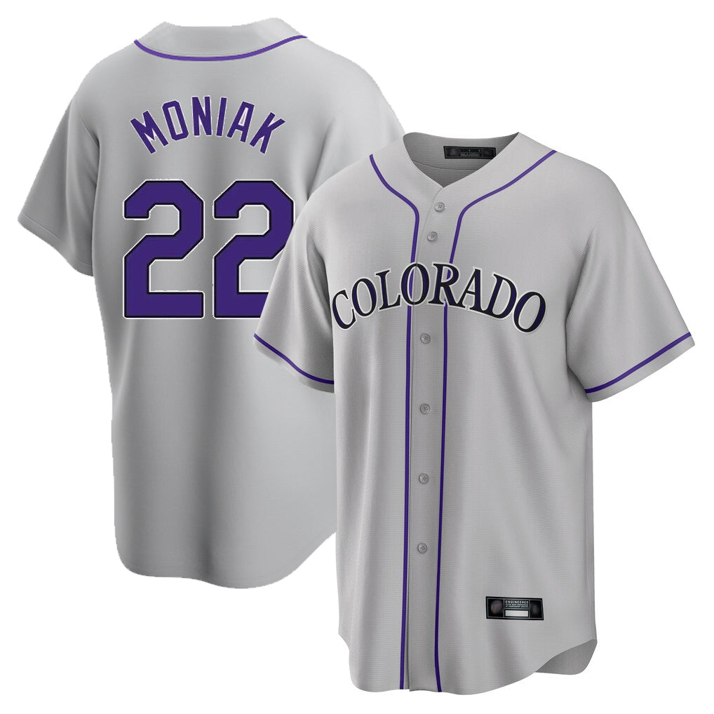 Ldoa C.Rockies #22 Mickey Moniak Player Gray Game Home Stitched Jerseys