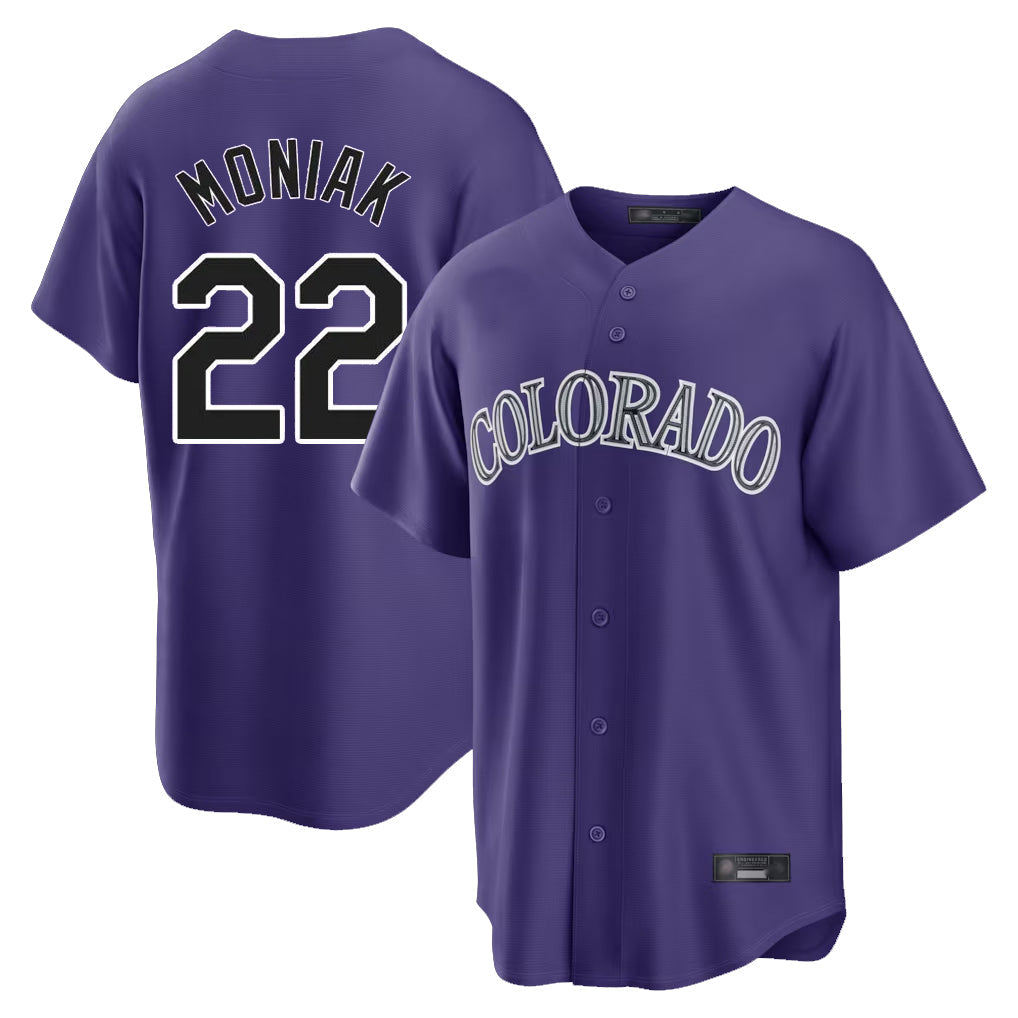 Ldoa C.Rockies #22 Mickey Moniak Player Purple Game Home Stitched Jerseys