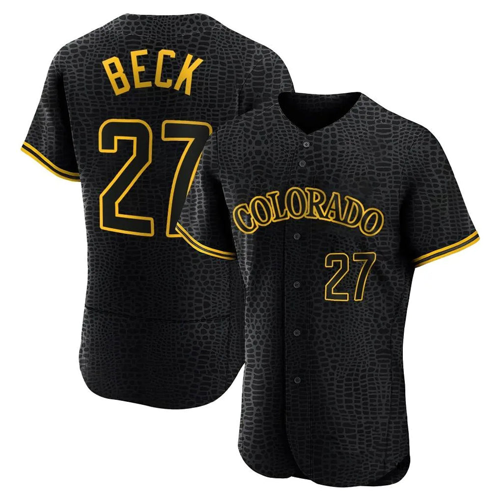 Ldoa C.Rockies #27 Jordan Beck Player Black Snake Skin City Limited Elite Home Stitched Jerseys