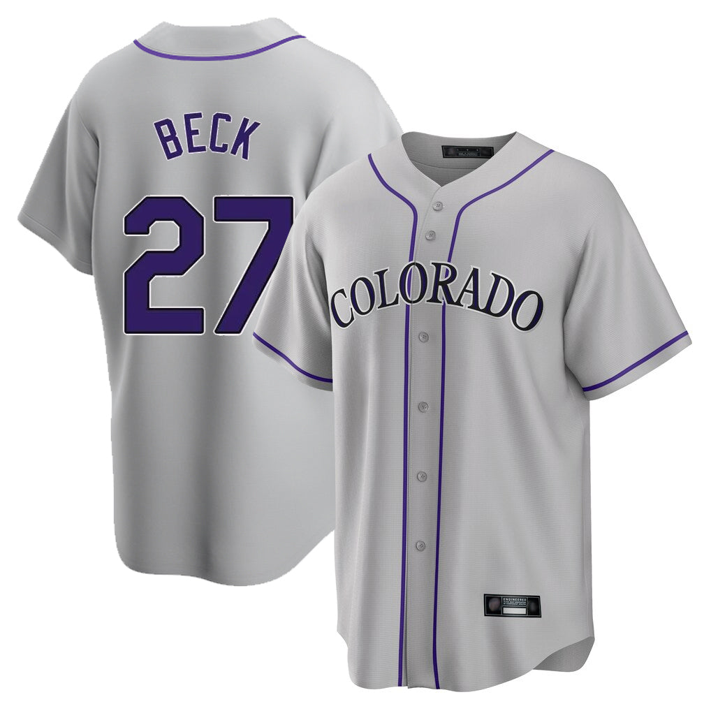Ldoa C.Rockies #27 Jordan Beck Player Gray Game Home Stitched Jerseys