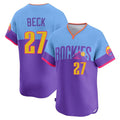 Ldoa C.Rockies #27 Jordan Beck Player Purple-Light Blue City Connect Limited Home T-shirt Stitched Jerseys
