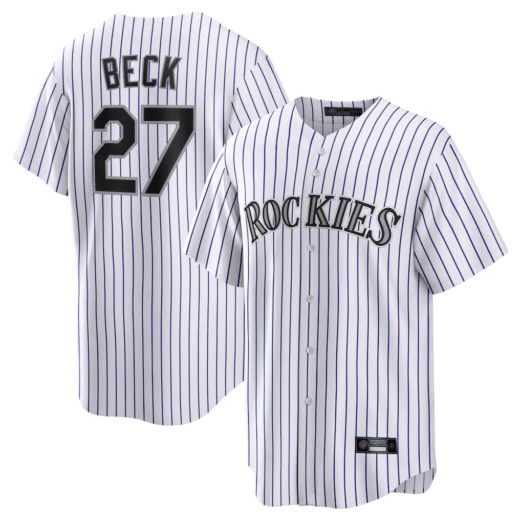 Ldoa C.Rockies #27 Jordan Beck Player White Game Home Stitched Jerseys