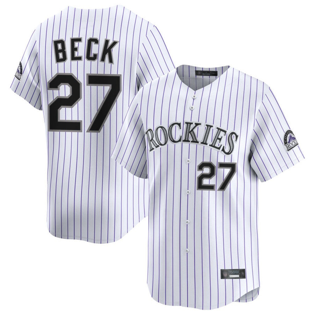 Ldoa C.Rockies #27 Jordan Beck Player White Limited Home Stitched Jersey