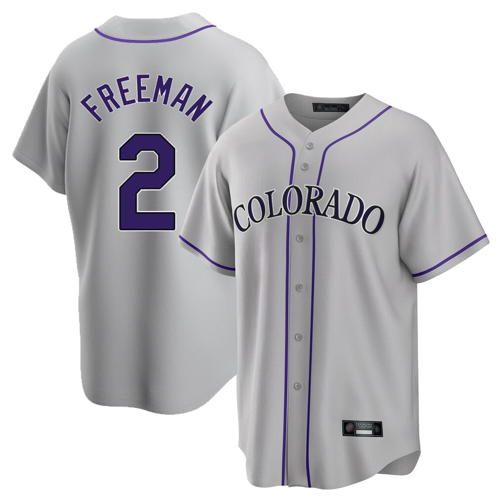 Ldoa C.Rockies #2 Tyler Freeman Player Gray Game Home Stitched Jerseys