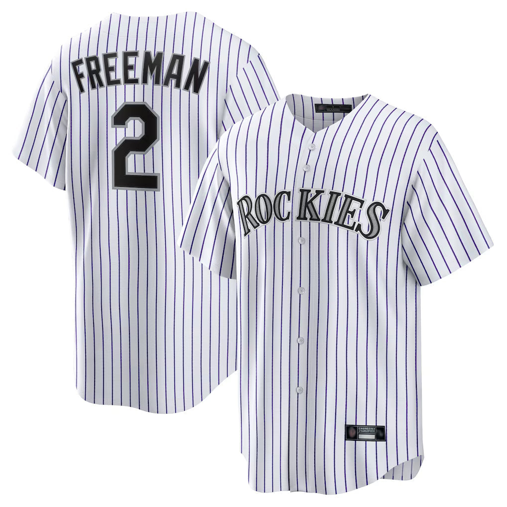Ldoa C.Rockies #2 Tyler Freeman Player White Game Home Stitched Jerseys