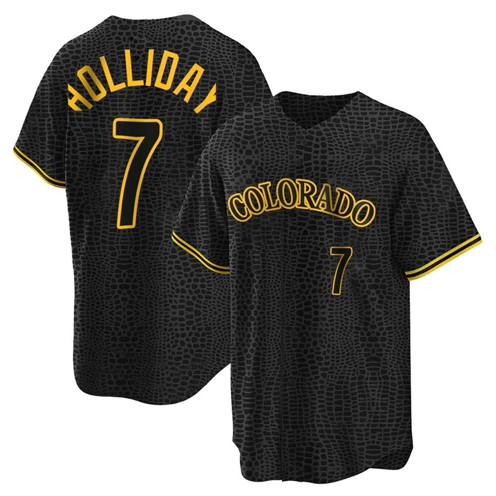 Ldoa C.Rockies #7 Matt Holliday Player Black Snake Skin City Home Game Stitched Jerseys