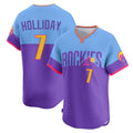 Ldoa C.Rockies #7 Matt Holliday Player Purple-Light Blue City Connect Limited Home T-shirt Stitched Jerseys