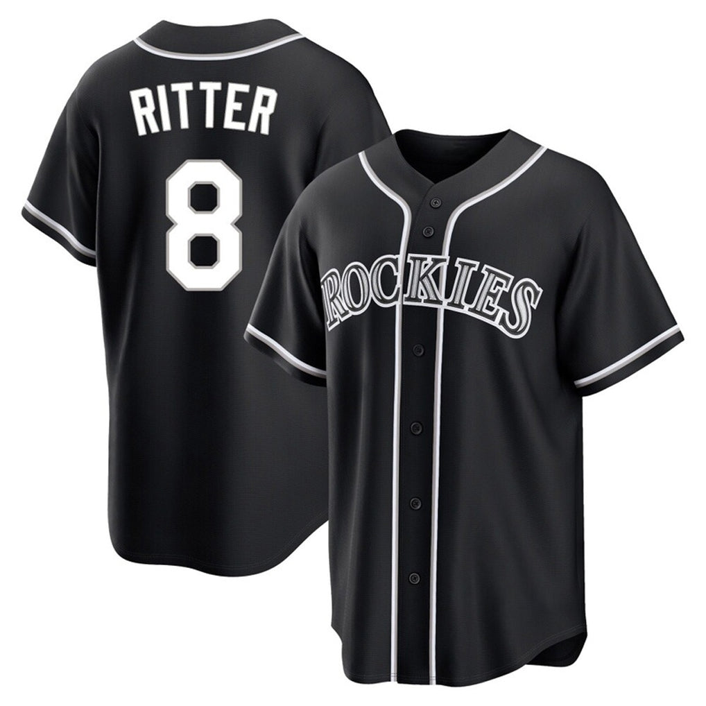 Ldoa C.Rockies #8 Ryan Ritter Player Black Fashion Out Home Game Stitched Jerseys