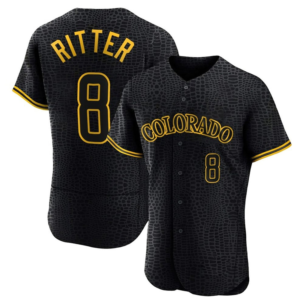 Ldoa C.Rockies #8 Ryan Ritter Player Black Snake Skin City Limited Elite Home Stitched Jerseys