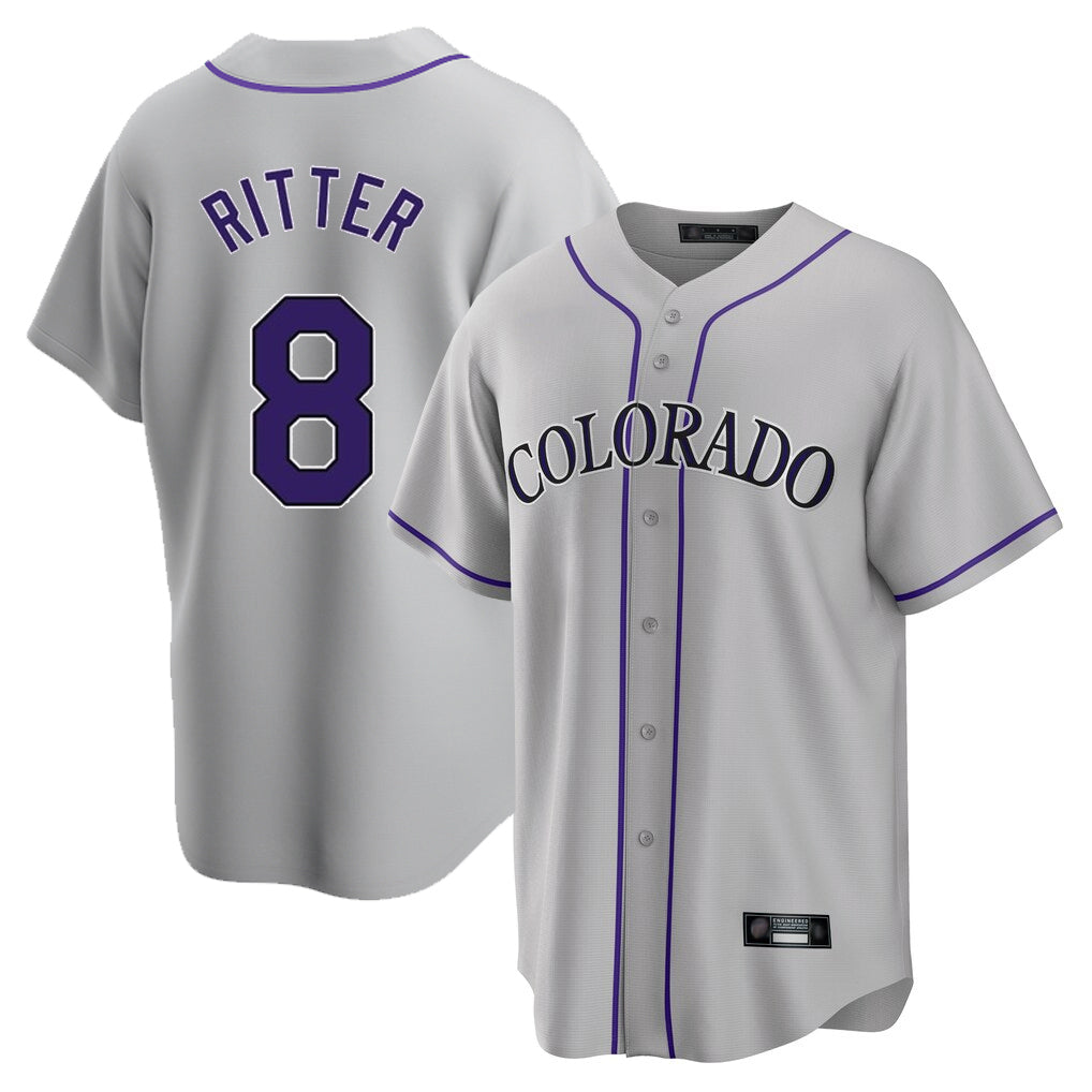 Ldoa C.Rockies #8 Ryan Ritter Player Gray Game Home Stitched Jerseys