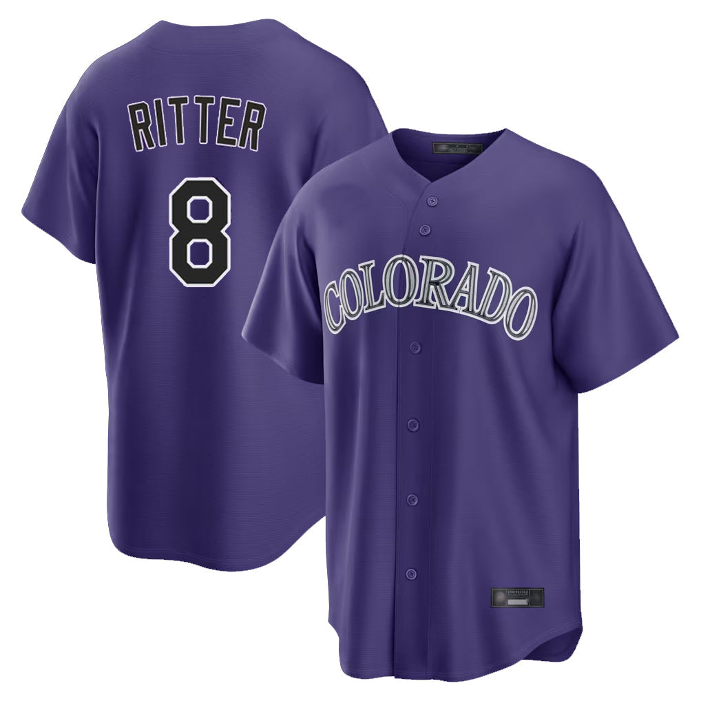 Ldoa C.Rockies #8 Ryan Ritter Player Purple Game Home Stitched Jerseys