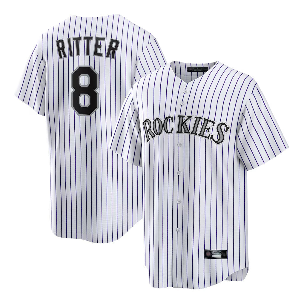 Ldoa C.Rockies #8 Ryan Ritter Player White Game Home Stitched Jerseys
