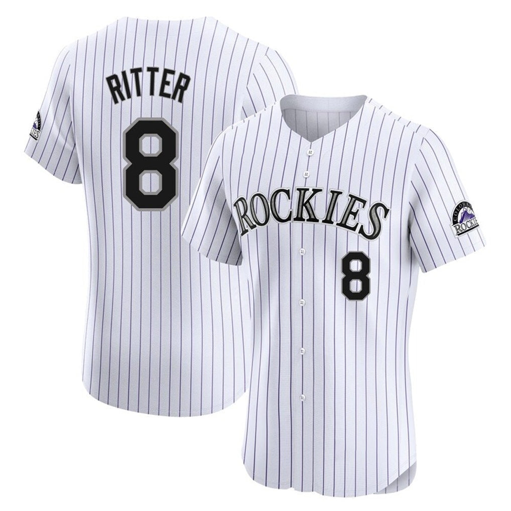 Ldoa C.Rockies #8 Ryan Ritter Player White Limited Elite Home Stitched Jerseys