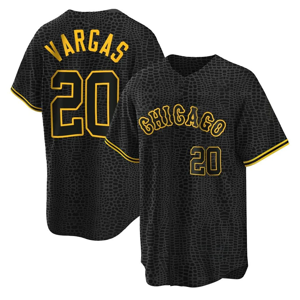Ldoa C.White Sox #20 Miguel Vargas Player Black Snake Skin City Home Game Stitched Jerseys