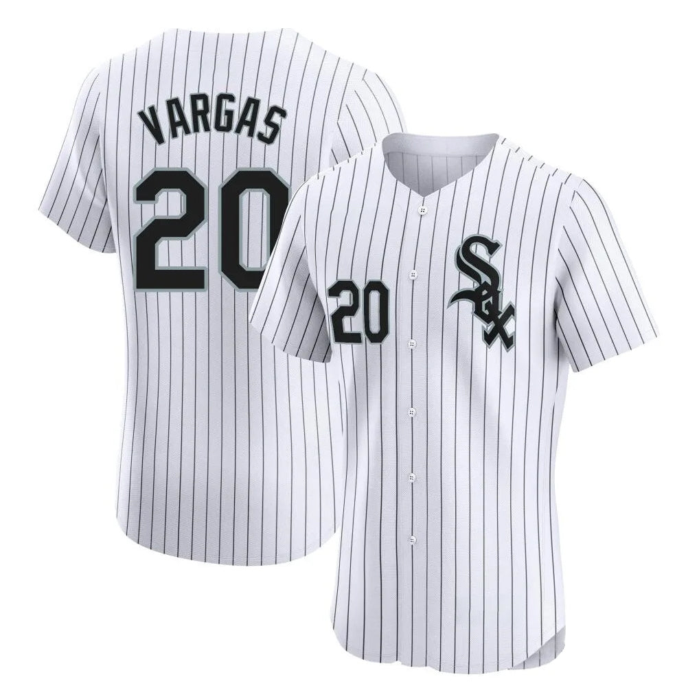 Ldoa C.White Sox #20 Miguel Vargas Player White Stripe Limited Elite Home Stitched Jerseys