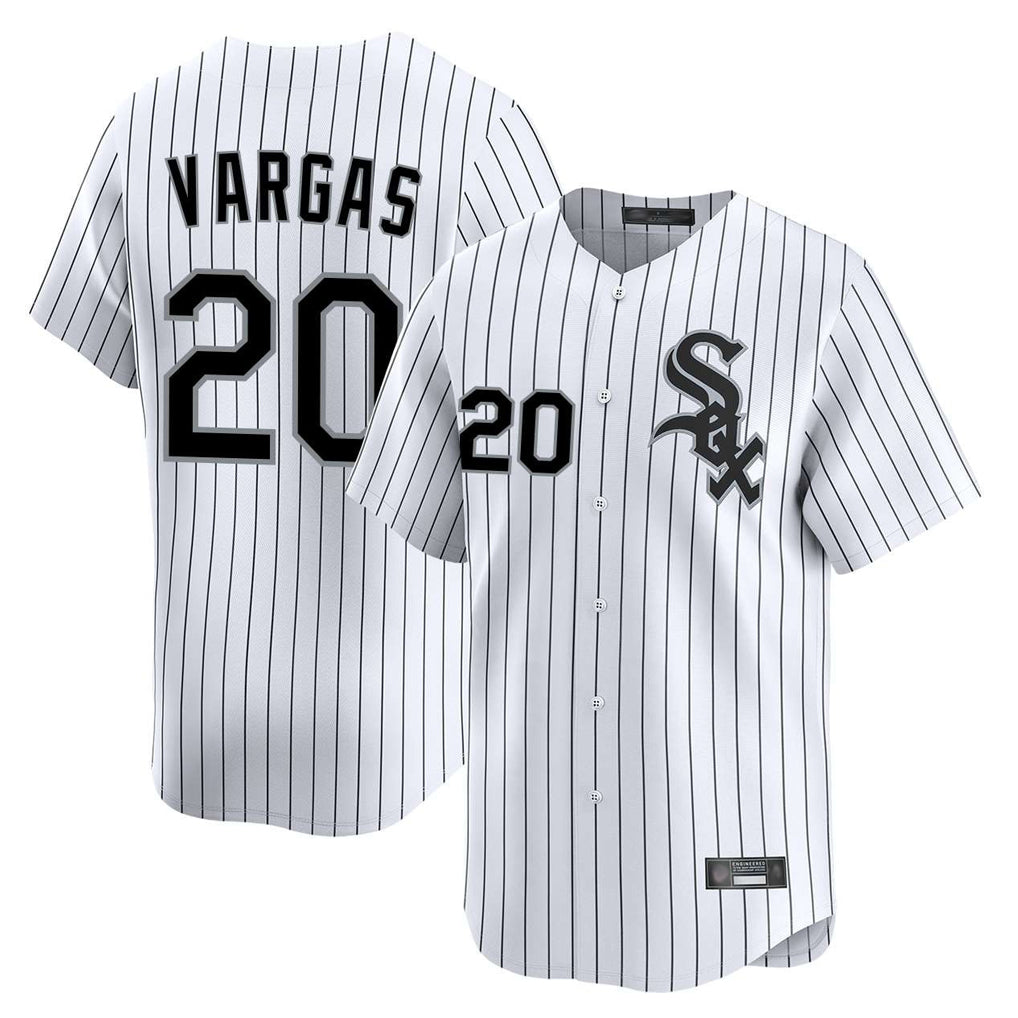 Ldoa C.White Sox #20 Miguel Vargas Player White Stripe Limited Home Stitched Jerseys