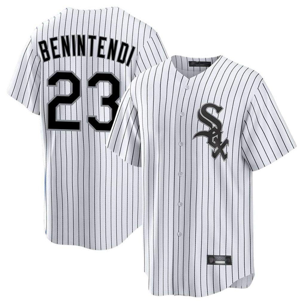 Ldoa C.White Sox #23 Andrew Benintendi Player White Stripe Home Game Stitched Jerseys