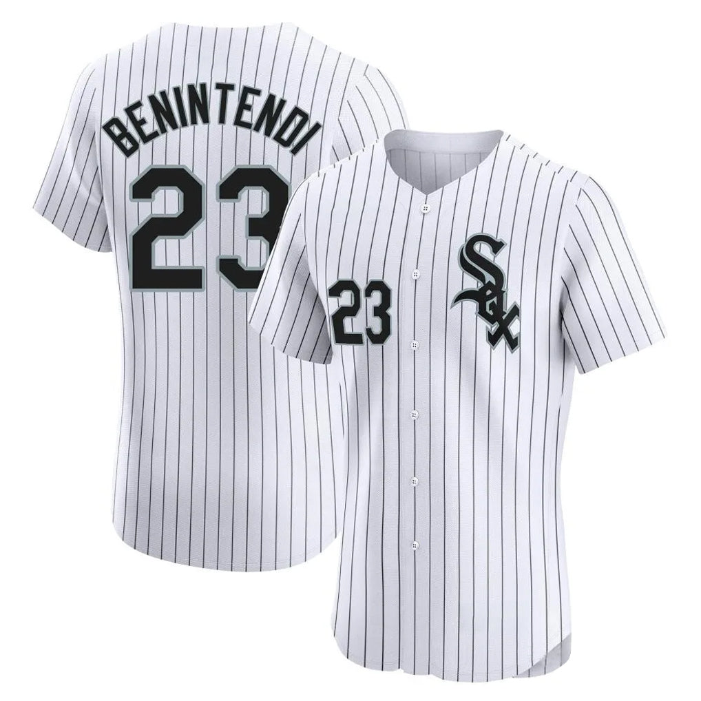 Ldoa C.White Sox #23 Andrew Benintendi Player White Stripe Limited Elite Home Stitched Jerseys