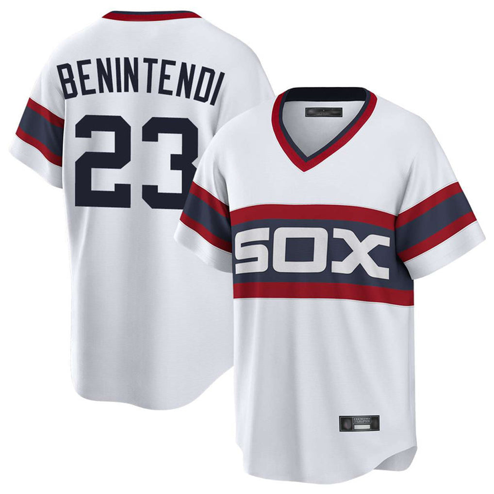 Ldoa C.White Sox #23 Andrew Benintendi Player White T-shirt Home Game Stitched Jerseys