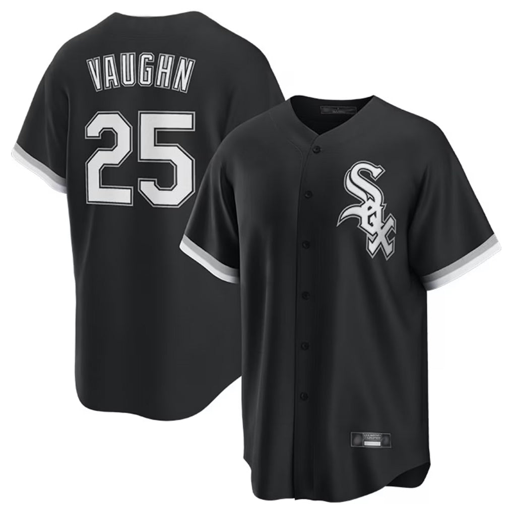 Ldoa C.White Sox #25 Andrew Vaughn Player Black Home Game Stitched Jerseys