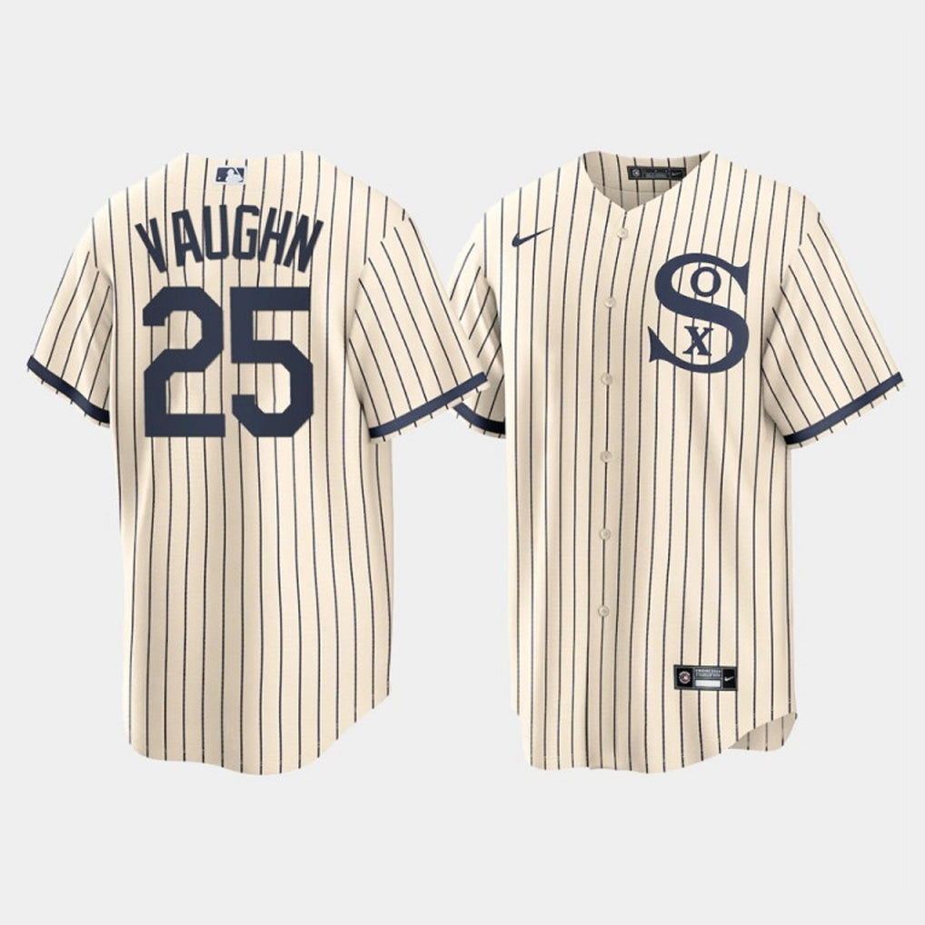 Ldoa C.White Sox #25 Andrew Vaughn Player Cream Field of Dreams Home Game Stitched Jerseys