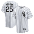Ldoa C.White Sox #25 Andrew Vaughn Player White Stripe Home Game Stitched Jerseys