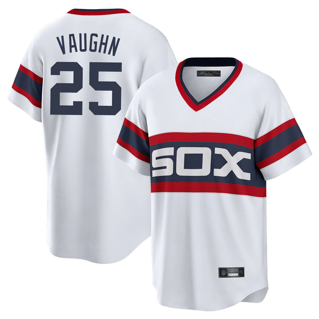 Ldoa C.White Sox #25 Andrew Vaughn Player White Stripe Limited Home Stitched Jerseys