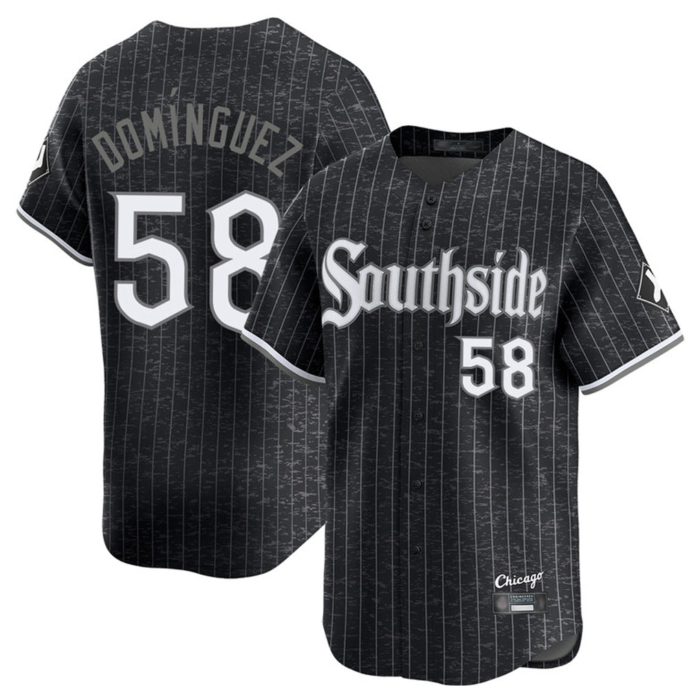 Ldoa C.White Sox #58 Seranthony Dom¡§anguez Player Black City Connect Limited Home Stitched Jerseys