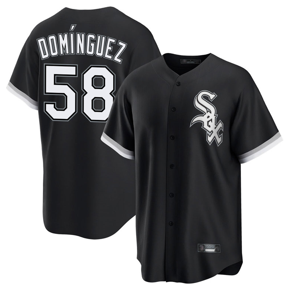 Ldoa C.White Sox #58 Seranthony Dom¡§anguez Player Black Home Game Stitched Jerseys