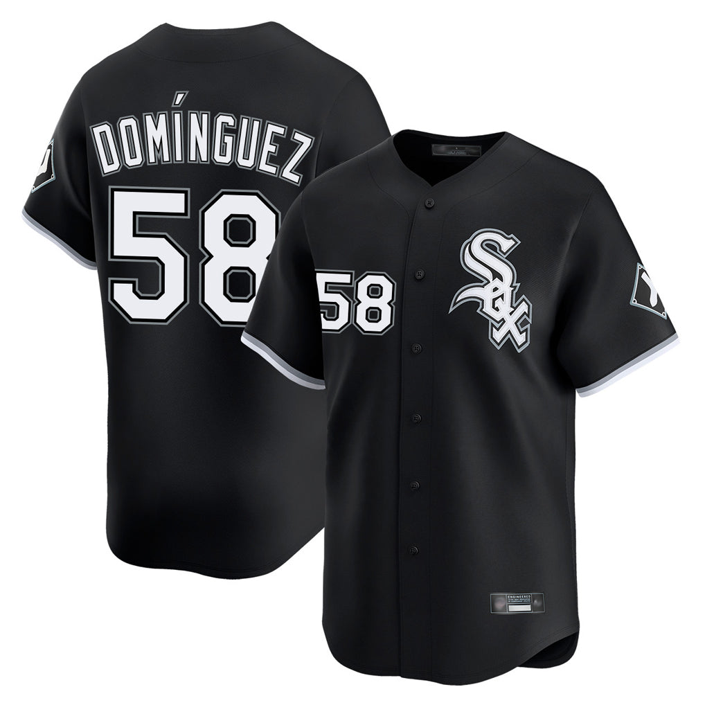 Ldoa C.White Sox #58 Seranthony Dom¡§anguez Player Black Limited Home Stitched Jerseys