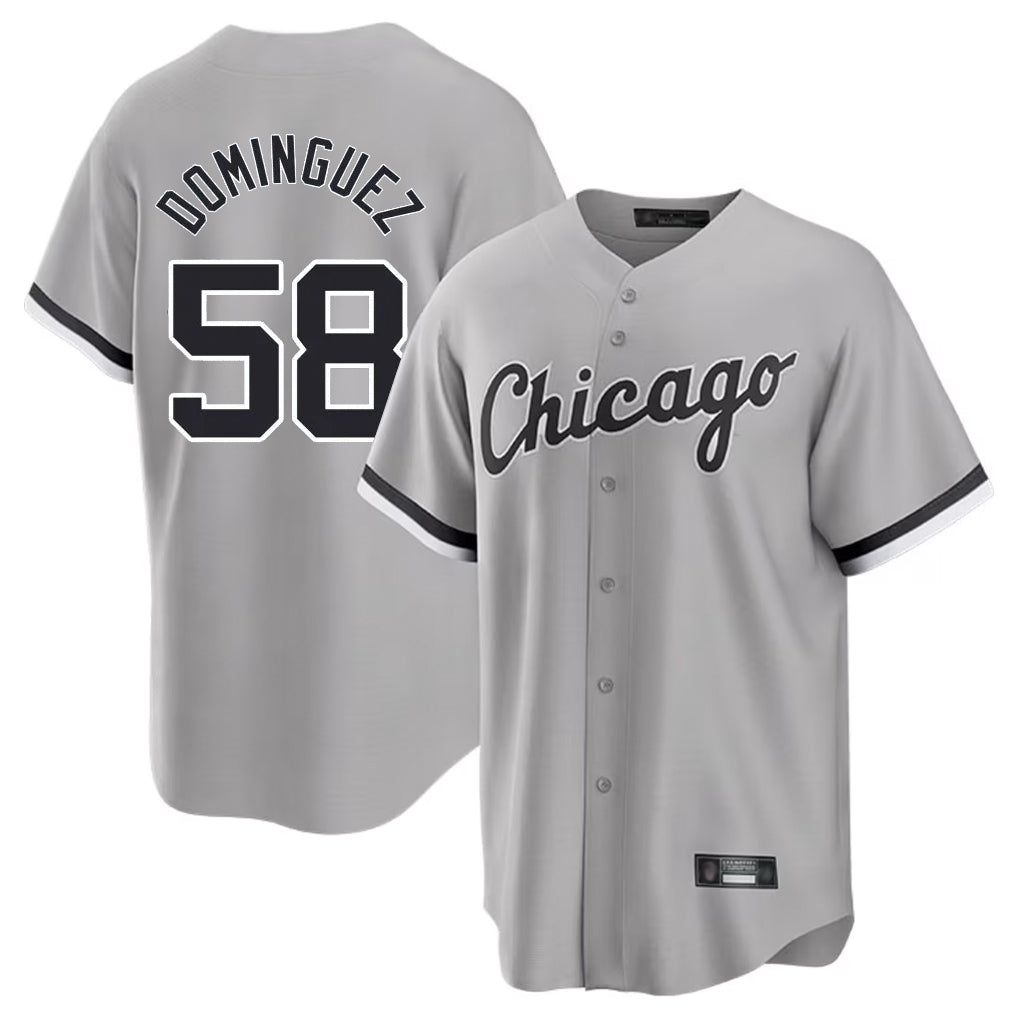 Ldoa C.White Sox #58 Seranthony Dom¡§anguez Player Gray Home Game Stitched Jerseys