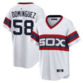 Ldoa C.White Sox #58 Seranthony Dom¡§anguez Player White T-shirt Home Game Stitched Jerseys