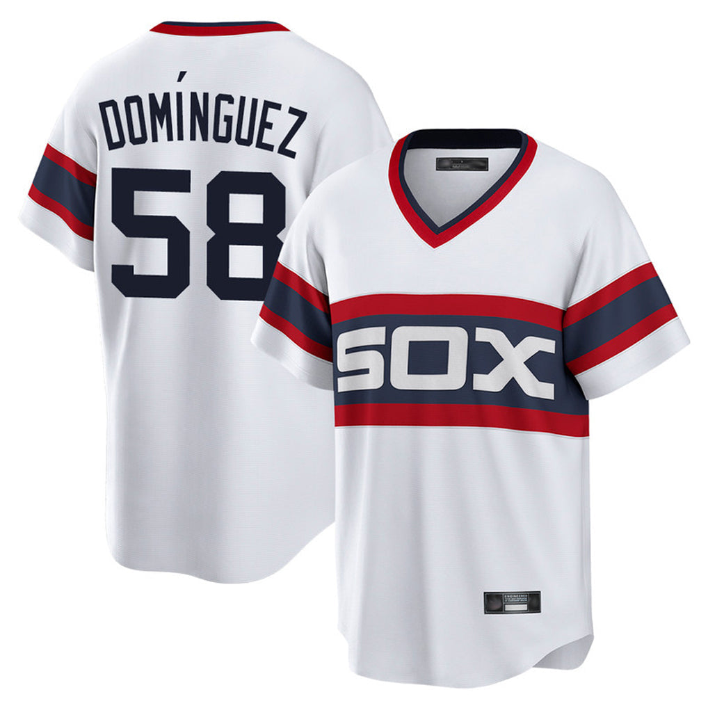 Ldoa C.White Sox #58 Seranthony Dom¡§anguez Player White T-shirt Home Game Stitched Jerseys